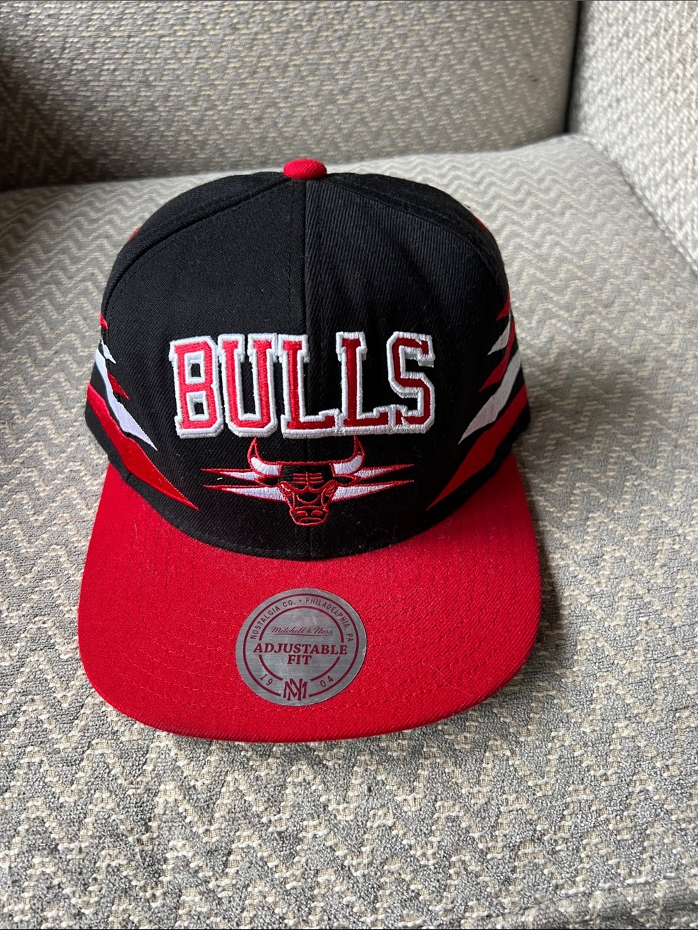 Mitchell & Ness Black and Red NBA Snapback with Green Undervisor